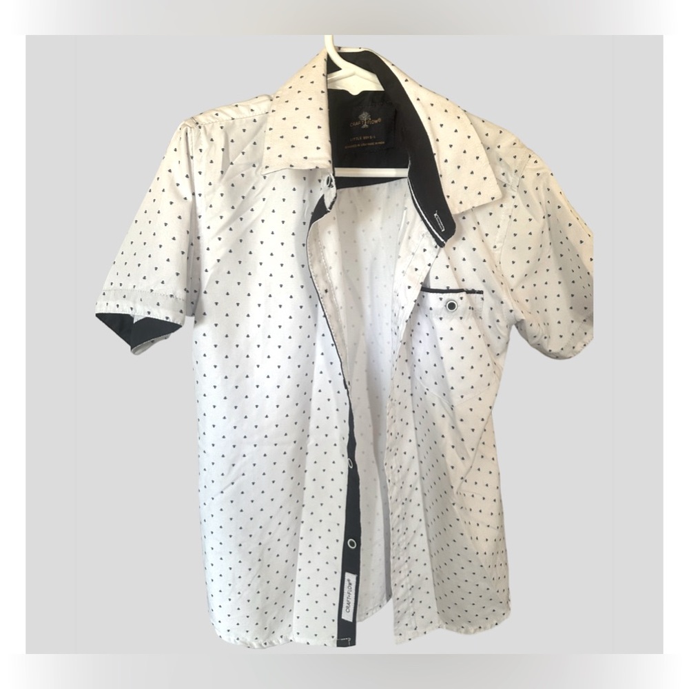 Craft flow white with blue dots button up boys size 6